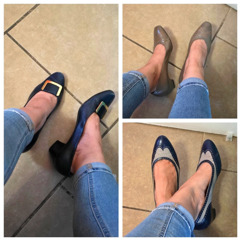 SALVATORE FERRAGAMO, 3 pair dress kitten heels